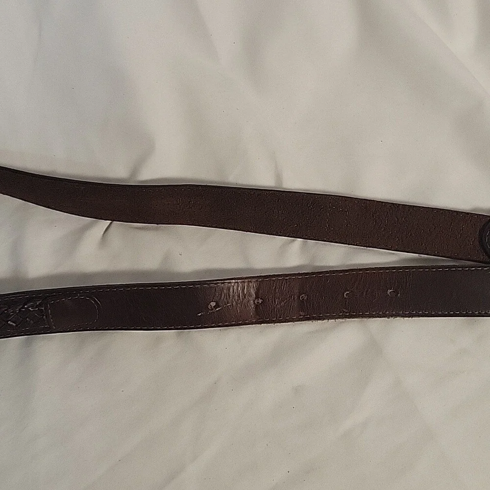 VINTAGE Leather Belt‎ Strap Embossing Western Scrollwork Strap Brown Size M